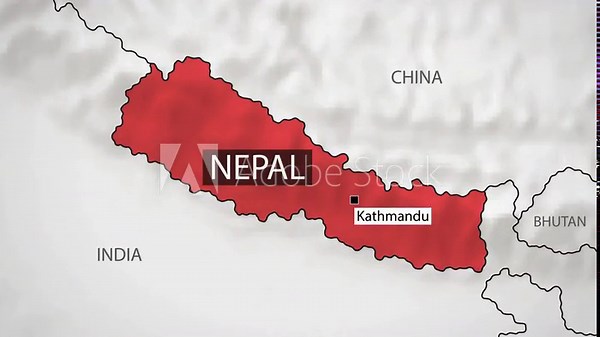 Nepal Map - Fast Zooming from World Map. Animated Motion Graphics Shape Map of the Nepal. 4K Resolution Stock Video for News, Vlogs etc.