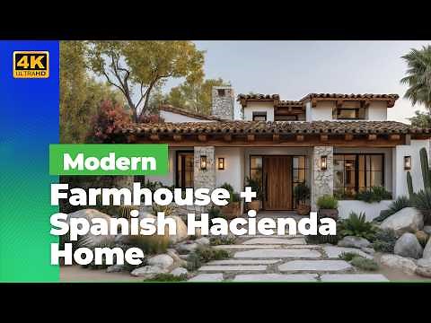 Modern Farmhouse + Spanish Hacienda Home 2025 | Rustic Courtyards & Elegant Interior Ideas