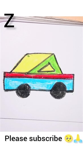 How to Draw a Car from Letter Z! 🚗✨ #shorts #art #viral