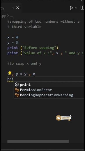 Swapping of numbers in python #python #coding