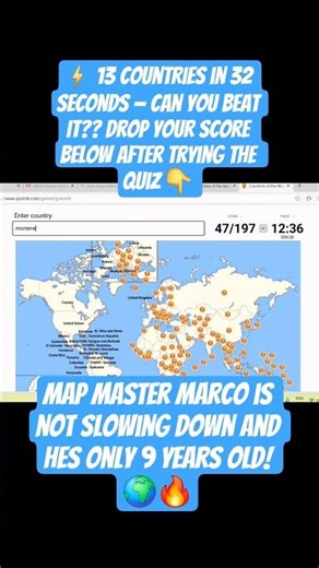 13 Countries in 32 Seconds From Memory 🌍⚡ #shorts