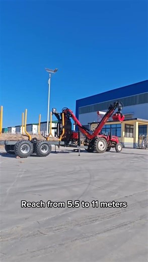 Z-Fold Telescopic Crane Log Trailer | Remote Control | 5.5–11m Reach #forestrymachines #logtrailer