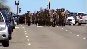 26K views · 263 reactions | NATIONAL GUARD DEPLOYED: National Guard troops march to a road closure checkpoint near the U.S. Capitol. The Capitol went on lockdown Friday after a car rammed a barricade outside the complex, injuring two Capitol Police officers and leading to the driver being shot. DETAILS: https://bit.ly/2OhxcX5 | Fox 5 DC | Facebook