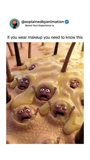 Explained By Animation on Instagram: "Sleeping in makeup suffocates your skin by trapping oil, dirt, and bacteria inside your pores for hours. Makeup forms a barrier that blocks natural oil release and proper airflow while bacteria multiply overnight. This buildup increases inflammation, leading to clogged pores, pimples, and morning breakouts. At night, your skin enters repair mode and renews itself. Leaving makeup on disrupts this process, causing irritation, dullness, and uneven texture over 