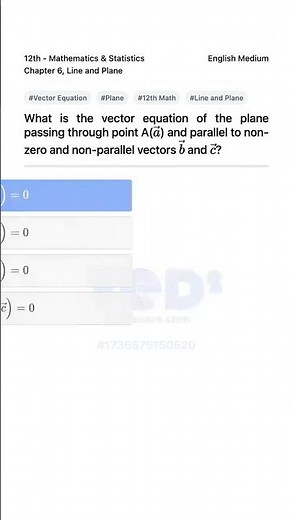 Vector Equation of Plane 12th Math Line and Plane