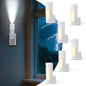 Enhon 6 Pack 4 in 1 Emergency Lights for Home Power Failure, Rechargeable LED Flashlight Plug in Wall, Automatic Turn On Power Outage Night Light with Motion Sensor for Hurricane Preparedness Items