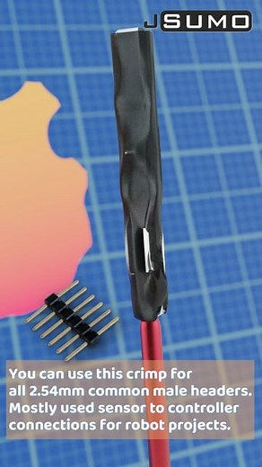 JSumo Ultimate Robot Parts on Instagram: "Crimp animation for simple female crimp pins. We are using them mostly for Genesis and Wing Controller boards and also some mini sumo robot kits such as M1 and Predator Mini Sumo Kits. Crimp pin pack availible at JSumo now. #crimp #animation #femalepin #prototyping #jsumo #header #arduinoproject #arduino #minisumorobot #diy"
