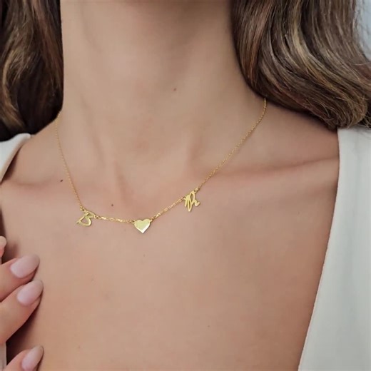18K Gold Couples I Love You Heart Necklace: Handmade Personalized Elegant Initial Letters Necklaces - Etsy