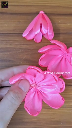24K views · 294 reactions | Hello Dear, Ribbon Flower Making | Ribbon Craft | Flower Craft. | Art of Handicraft | Facebook