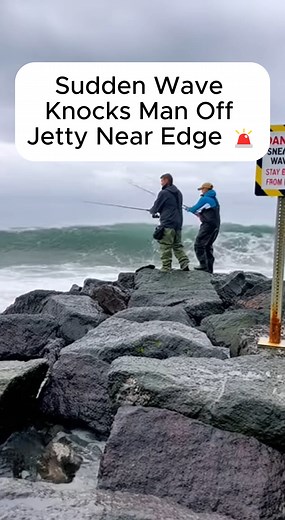 Sudden Wave Knocks Man Off Jetty Near Edge 🚨 | JO Viral Tech Videos