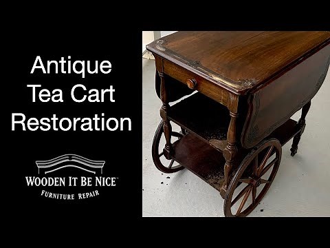 Restoring an Antique Tea Cart by Reamalgamating the Shellac Finish and Replacing the Wheel Rubber