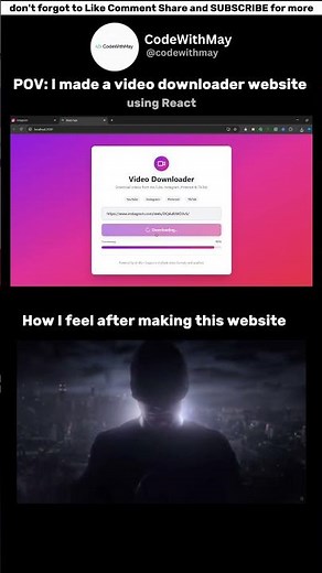 POV: I Built My Own Video Downloader Website Using React #reactjs #coding