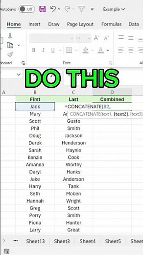 How to Combine First & Last Names in Excel (Super Fast!) #excelshorts