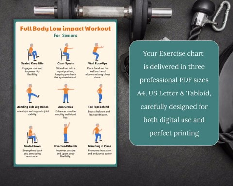 Senior Exercise Chart Printable – Low Impact Full Body Workout for Seniors, Chair & Wall Exercises for Elderly, Easy Daily Exercises PDF - Etsy Australia
