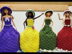 How to crochet the Barbie Dress Toilet Paper Cover Part 1