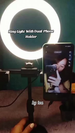 Ring Light With Dual Phone Holder. #ringlight #phoneholder #ringlightwithphoneholder #videoaccessories #tiktokfinds