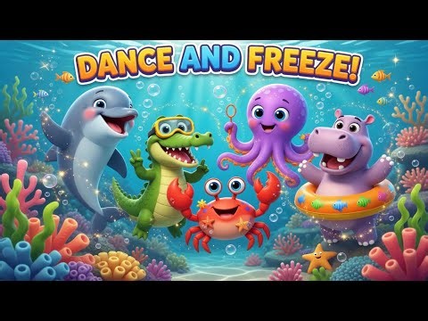 Freeze Dance Party 🐬🐊 Ocean Animals | Dance & FREEZE Game for Kids!