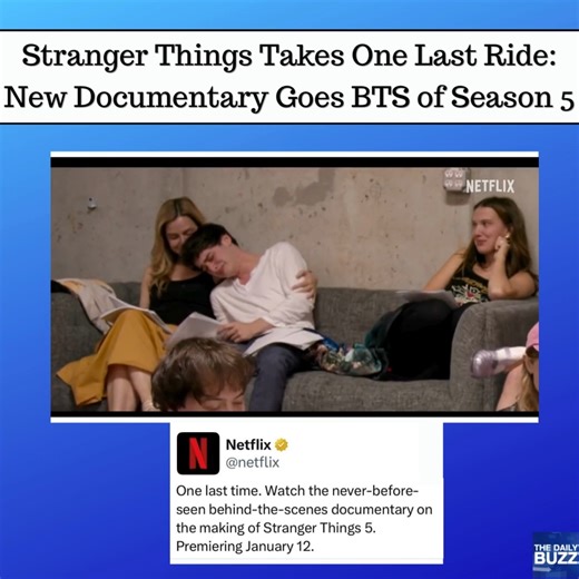 #TrendingNow... BEHIND THE GATES! #StrangerThings gets an encore! Netflix just announced 'One Last Adventure,' an emotional behind-the-scenes documentary exploring the end of the era-defining series! The special will take fans inside the show’s final chapter with cast interviews, emotional table reads, and a look at how Hawkins, and the Upside Down, were brought to life one last time 👇😫 #ViralVideo | The Daily Buzz