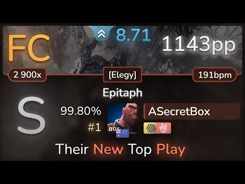 8.7⭐ ASecretBox | TEARS OF TRAGEDY - Epitaph [Elegy] +HDHR 99.80% FC #1 | 1143pp - osu!