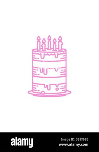 starburst effect animation of tattoo in black line style of a birthday cake icon