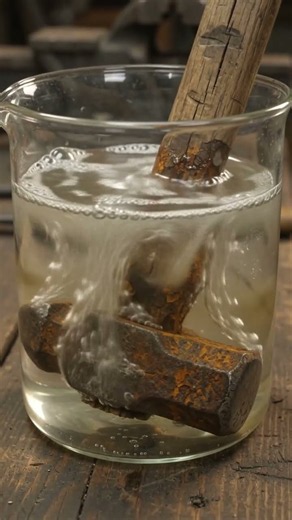 Watch Acid Dissolve Heavy Rust Instantly#chemistry #rustremoval #blacksmith #satisfying