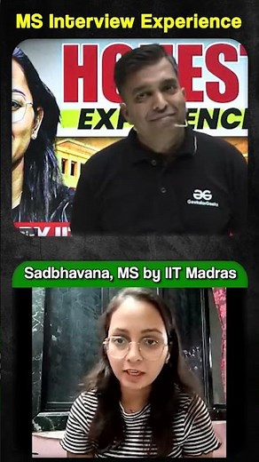 IIT Madras MS Interview Questions | Most Asked Questions & Preparation Tips #shorts #iitmadras #gfg