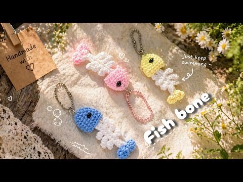 Easy Crochet Fish Bone Keychain 🐟| easy and adorable