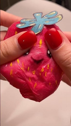 DIY Strawberry Squishy Without Paper 🍓 Easy Stress Toy