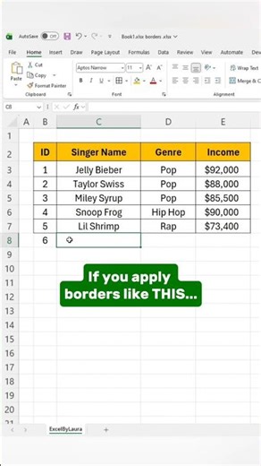 Apply borders in excel! #excel #exceltips #exceltricks #spreadsheet