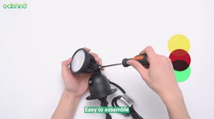 EDISHINE Outdoor Spotlight with 3 Extra Lenses (Red Yellow Green), 120V 12W 4000K Dusk to Dawn Landscape Lighting, Waterproof Outdoor LED Spotlights for Yard Flag, UL Listed, 2 Pack