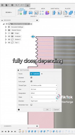 Replying to @Aden E 3D Printed Thread Design #fusion360 #tipsandtricks #3dprinting #diy #learntodesign