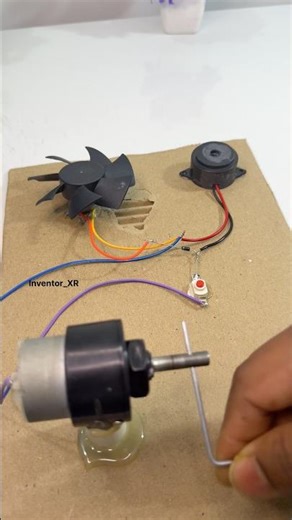 Power a mini cooling fan & 12V Buzzer using gear motor #shorts