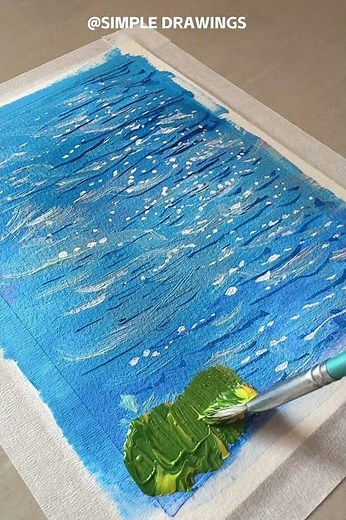 Easy Spring Landscape Tutorial Rapeseed Flowers #painting #acrylicpainting#shorts