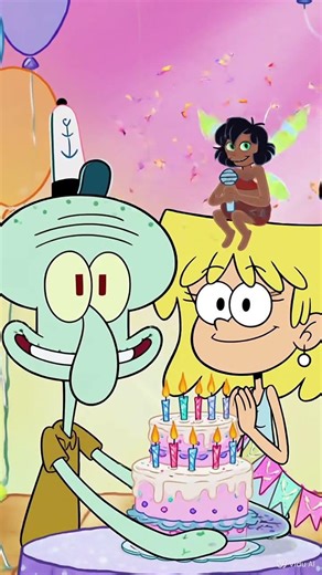 Squidward, Lori Loud And Cysta Wishing Lori Loud's Voice Actor A Happy Birthday