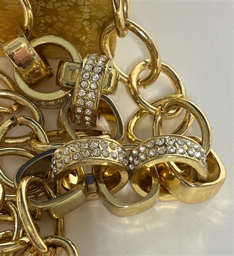 Chunky Gold Chain Necklace: Crystal Rhinestone Accents, 36" Tunic Length - Etsy