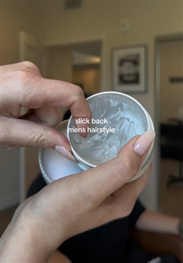 Slick back hair style using our non-toxic styling gel. Are you over crunchy sticky gel or pomade? Our gel is the cleanest and best on the market. Keeps your hair sleek without any crunch #sleekhair #slickback #menshair #hairstylist #hairgel