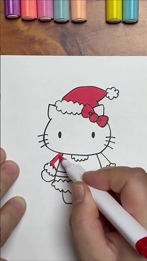 How to Draw Santa Hello Kitty 🎄✨ Cute Christmas Drawing