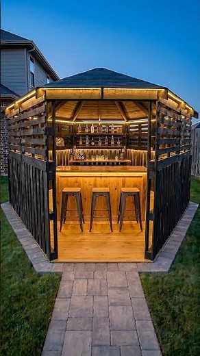 Turning Pallets Into a Luxury Backyard Hexagon Bar 🔥