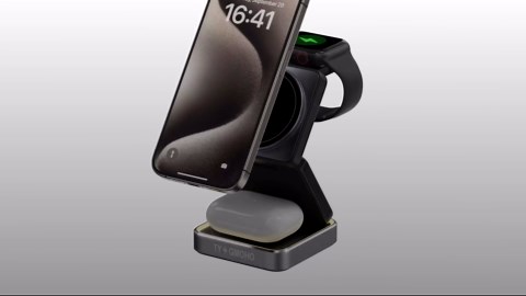 Portable 3 in1 Magsafe Wireless Charger Station for Apple iPhone, Multiple Devices, Foldable Travel Charging Stations, Magnetic Fast Charger with Light for iPhone 12-16 Series for Apple Watch & Airpod