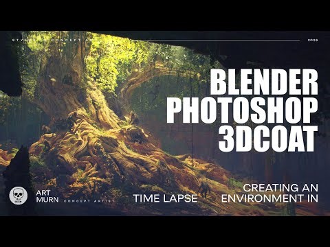 Blender Environment Concept Art | Fantasy Forest - Timelapse (Blender, Photoshop, 3DCoat)
