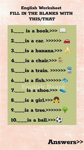 Fill in the blanks with This/That|English Worksheet