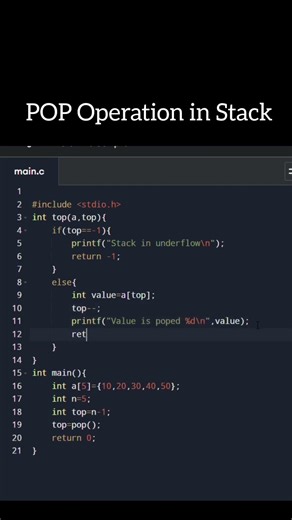 POP Operation In Stack|#coding #cpp #programming #techtaught#asthetic#asmr#vibecoding#tatasierra2025