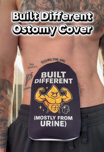 Ostomies can be built different 💪 Built different. Powered differently. Yes — we make funny urostomy covers too. #stomastyles #urostomy #ostomyhumour #ostomylife #stomabagcover