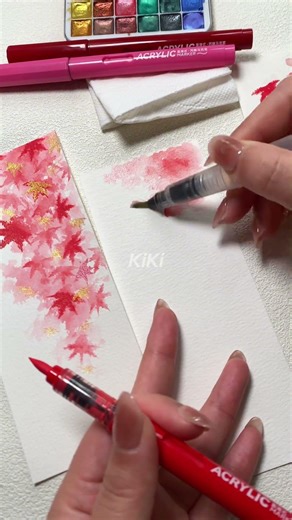 How to draw glowing maple leaves | Marker drawing tutorial🍁🍂✨✨