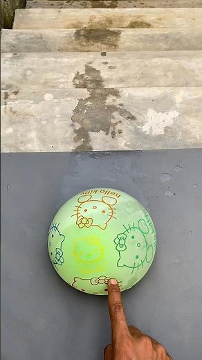 Experiment: Dropping a Hello Kitty water balloon from the top of the stairs—will it burst?
