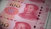 Dollar bills loop rolling. China 100 dollars renminbi bank notes...