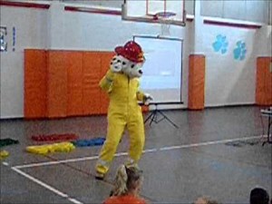 Sparky the Fire Dog shows his moves