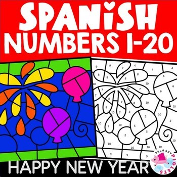 Spanish New Years Color by Number Code 1 to 20 Coloring Pages