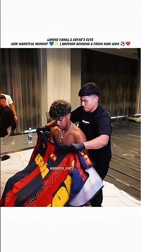 Lamine Yamal & Keyne’s Cute New Hairstyle Moment 💙✨ | Brother Bonding & Fresh Hair Look ⚽❤️