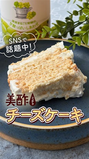 美酢(ミチョ)【公式】｜毎日美酢習慣 on Instagram: "作りたい！と思った方は「🧀」を付けてコメント欄で教えてください💕 ＼材料たったの3つ！お手軽チーズケーキ🍰／ 混ぜて冷やすだけ♪簡単に作れるチーズケーキ✨ SNSでも大人気のお手軽レシピ🤫 美酢を入れることでフルーティでしっとりとした濃厚な味わいに🥰🎶 簡単に作れるので、ぜひ動画を参考にして試してみてくださいね😉💖 【材料】 ・美酢（マスカット） 30cc ・ギリシャヨーグルト 280g ・クッキー 12枚 【作り方】 1.ギリシャヨーグルトに美酢を半分入れて混ぜ合わせる。混ざったら残りの半分を加え、全体が均一になるようにさらに混ぜる。 2.①にクッキーを差し込み、しっかり沈むようヨーグルトで蓋をするようにならす。 3.冷蔵庫で一晩以上冷やす。 こちらは @aro_diet_recipe さまが撮影された動画です♪ ————————————————— 100％果実発酵のお酢から作ったビューティ